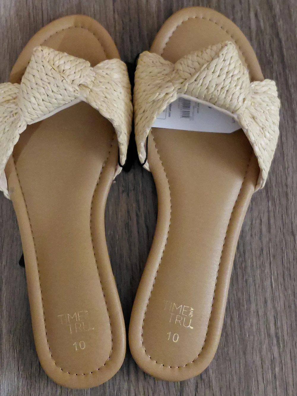 TIME AND TRU KNOT SLIDE SANDALS MEMORY FOAM WOMEN'S BEACH RESORT VACATION SZ 10